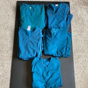 5 Pairs Teal Scrub Bundle
